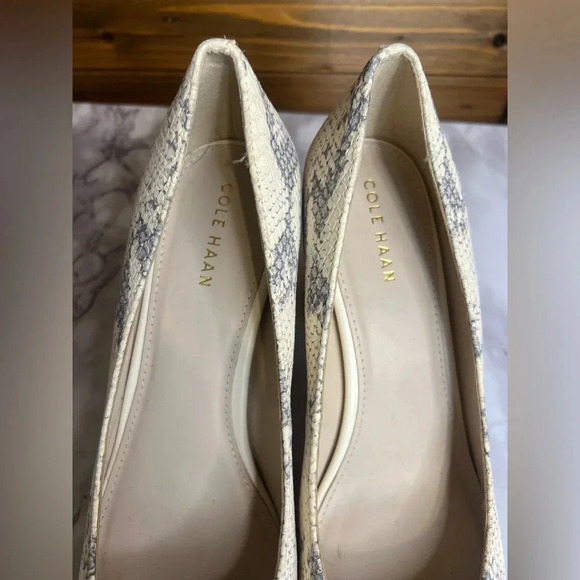 Cole Haan woman’s Karena Chalk Python Print Leather Block Heel Pump size 6B - Picture 3 of 7